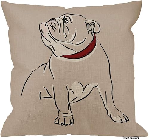 HGOD DESIGNS Funda de cojín para perro, imagen vectorial del Bulldog Inglés de algodón y lino, fundas de almohada decorativas, funda de almohada