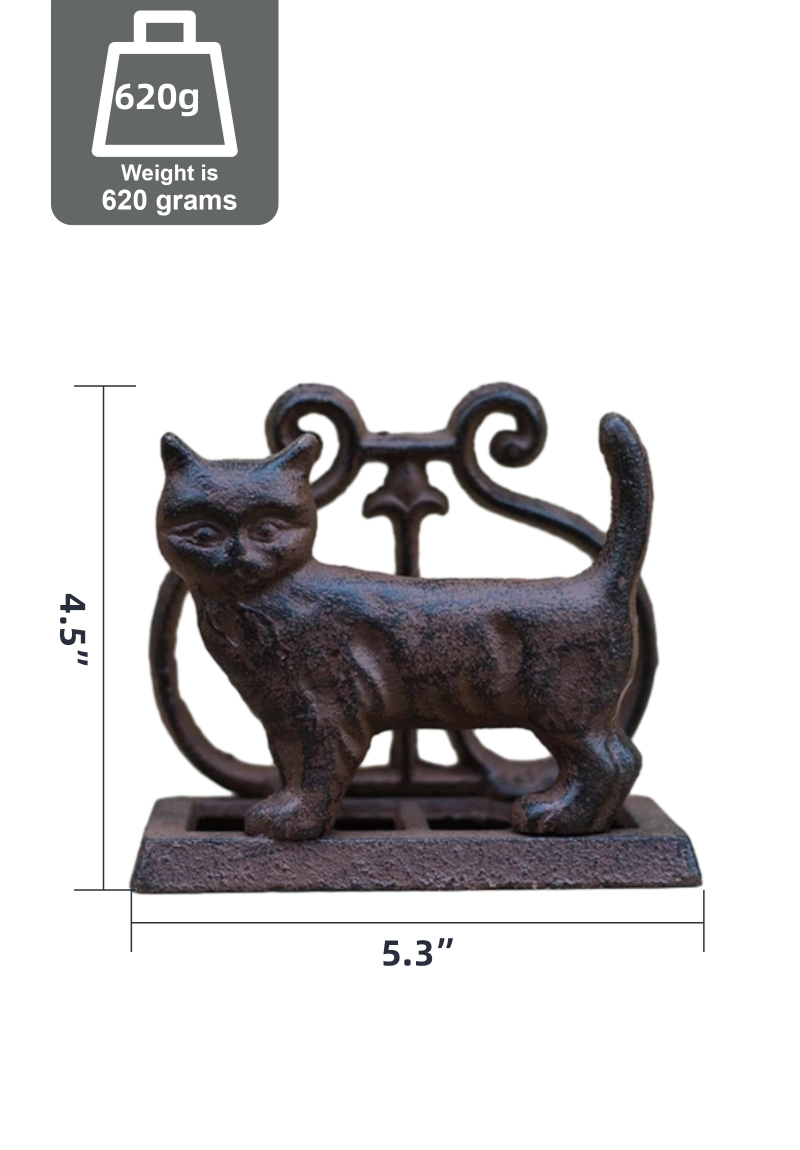 Exquisito servilletero vintage de hierro fundido con divertido diseño de animales de pie, eleva la elegancia y funcionalidad en tu mesa (gato)