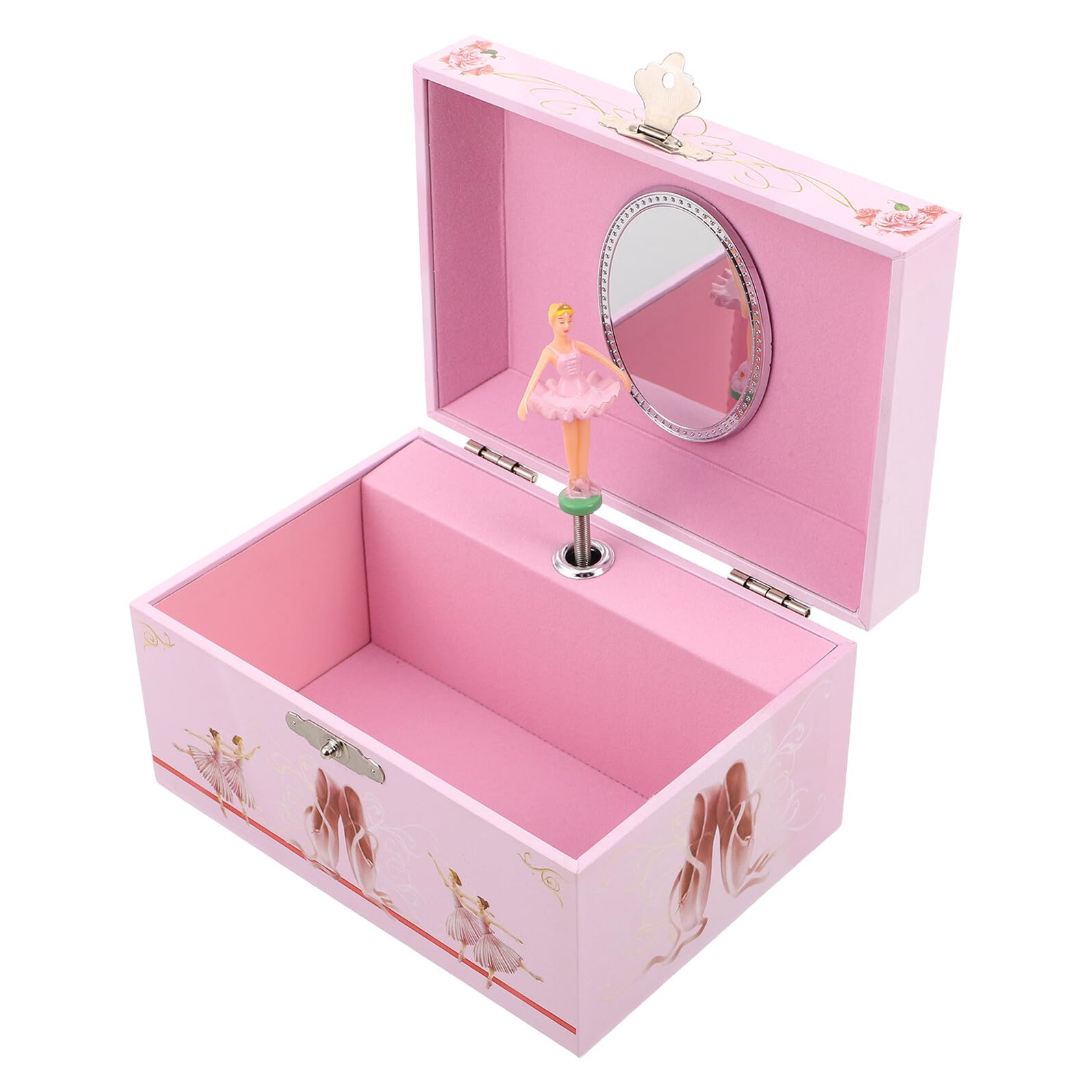 NUOBESTY Caja de Música Bailarina con Compartimentos para Niñas Rosa en MDF y Papel con Almacenamiento de Joyas, Diseño Elegante Tamaño Portátil para Habitación Infantil