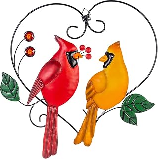 Metal Wall Art Cardinal Decor, Metal Bird Yard Art Outdoor Wall Decor, Cardinals Decorations for Home Living Room Indoor, Christmas Gifts