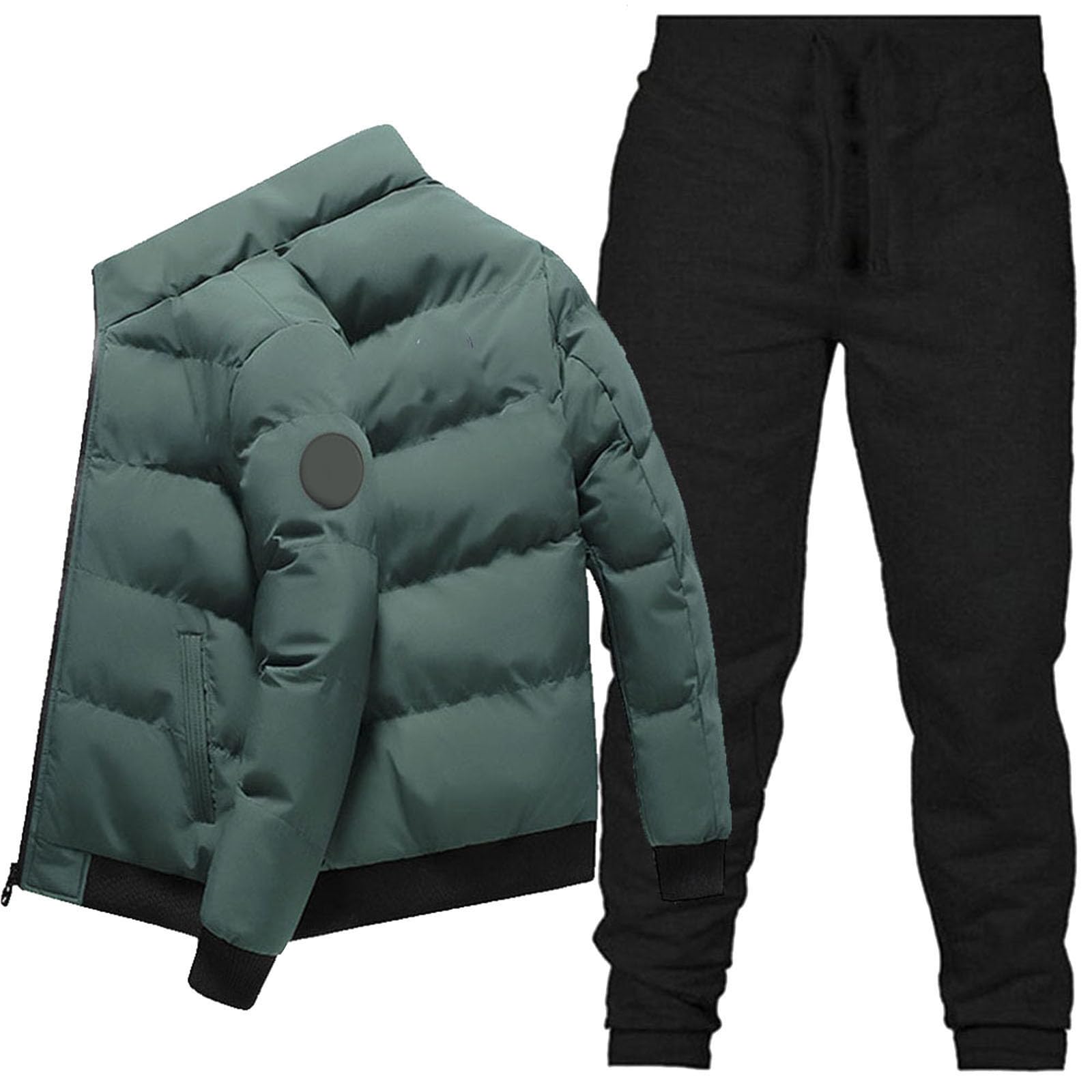 Generisch 2025 Verdickte Warme Wattierte Jacke Daunen Gepolsterter High (Green M)
