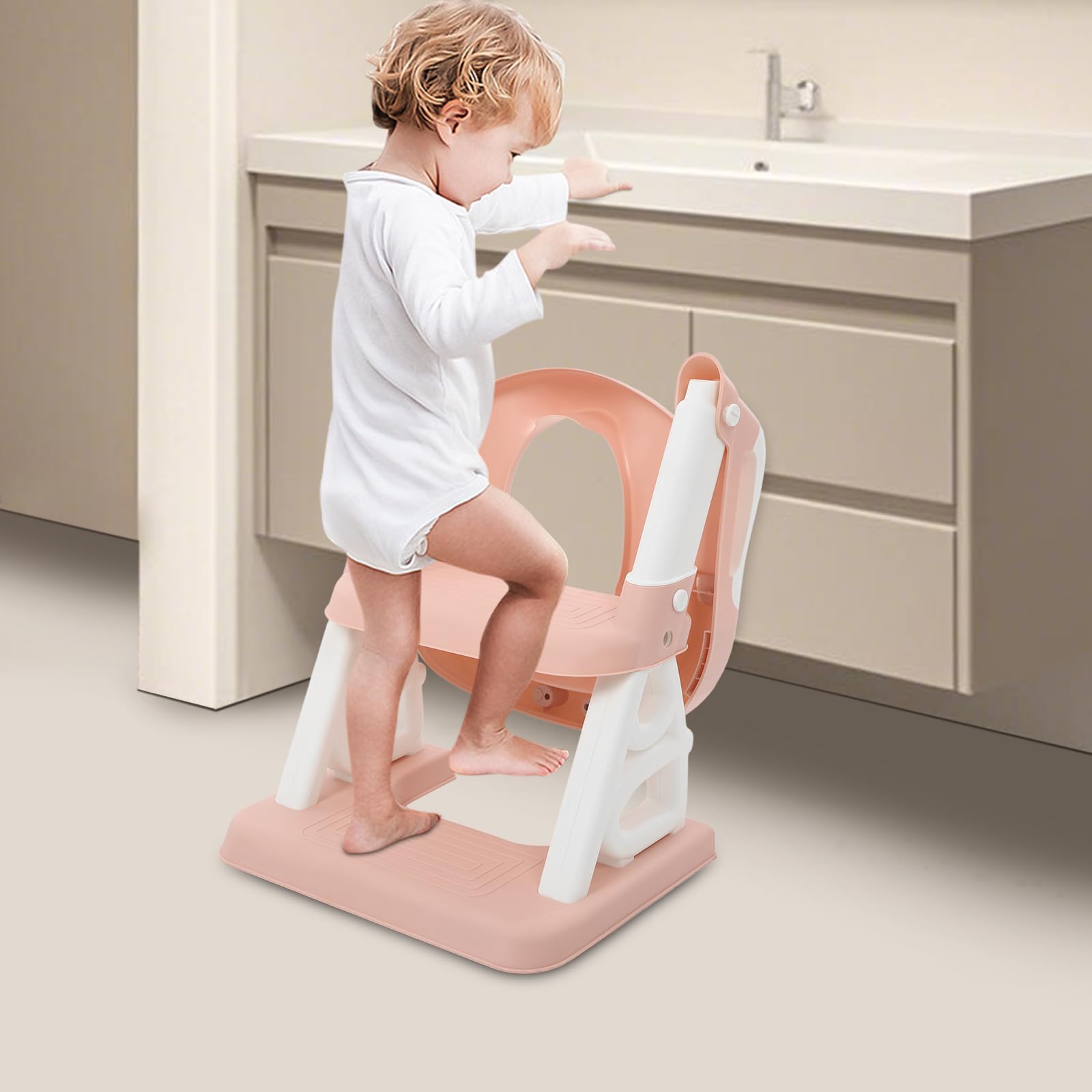 Siège de toilette pour enfants, avec escalier et poignées, hauteur réglable, pliable, pour enfants, garçons, filles, bébés
