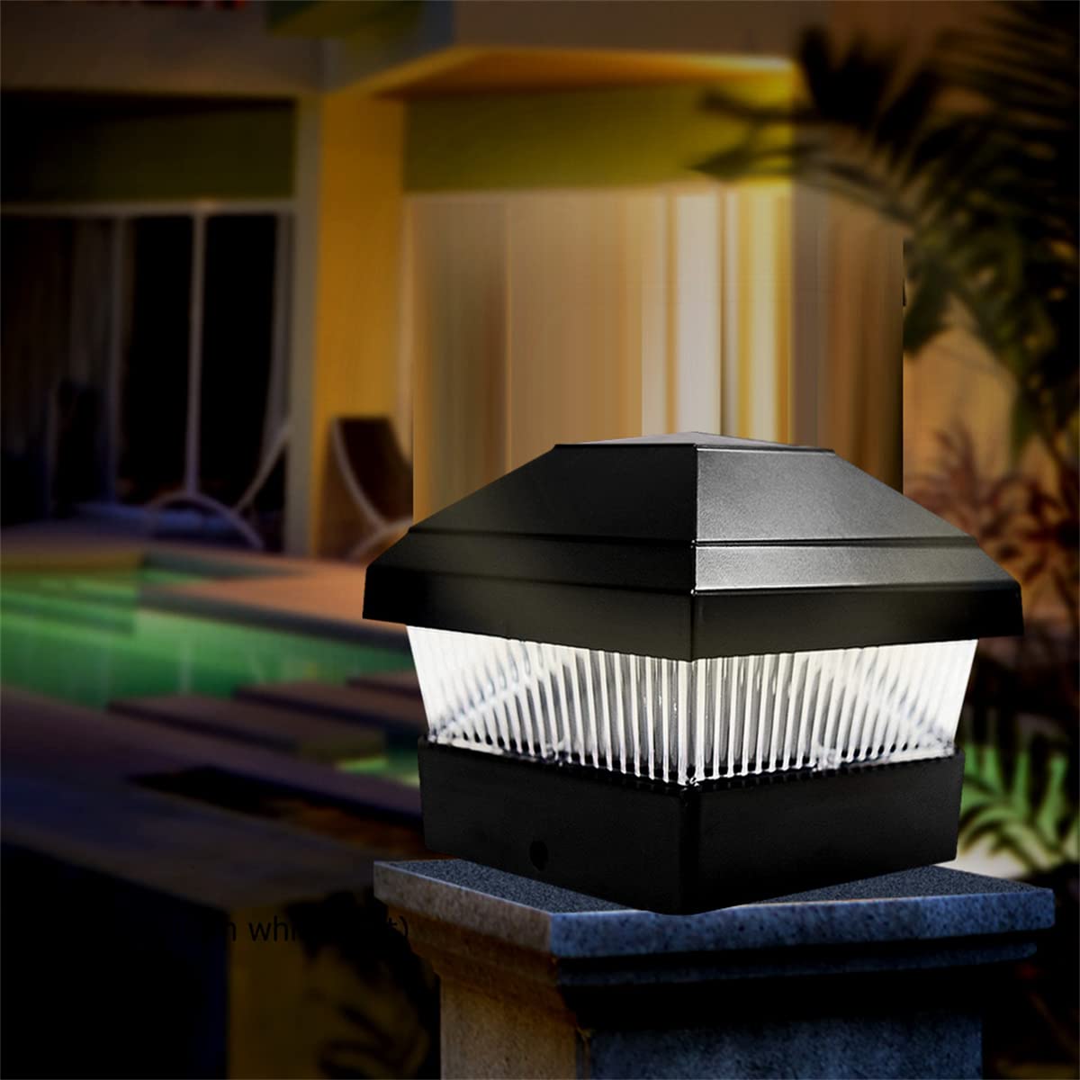Lumières solaires de Chapeau de Poteau Lampes de Poteau extérieures Éclairage LED Chapeau de clôture Lumière Deux Modes d'éclairage, pour poteaux en Bois 4X4,Noir