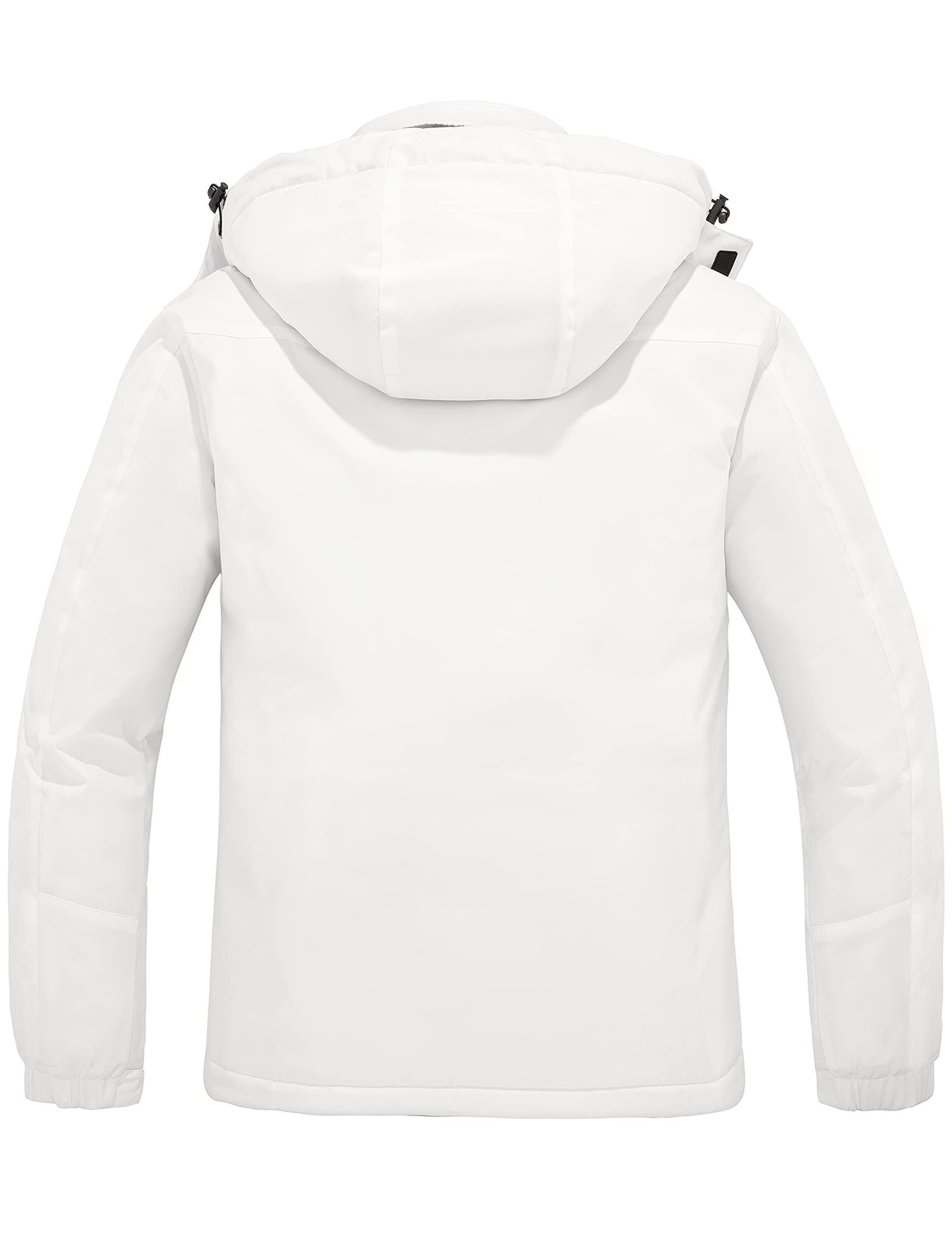 Skieer Men's Mountain Ski Jacket Cold Weather Parka Raincoat White X-Large