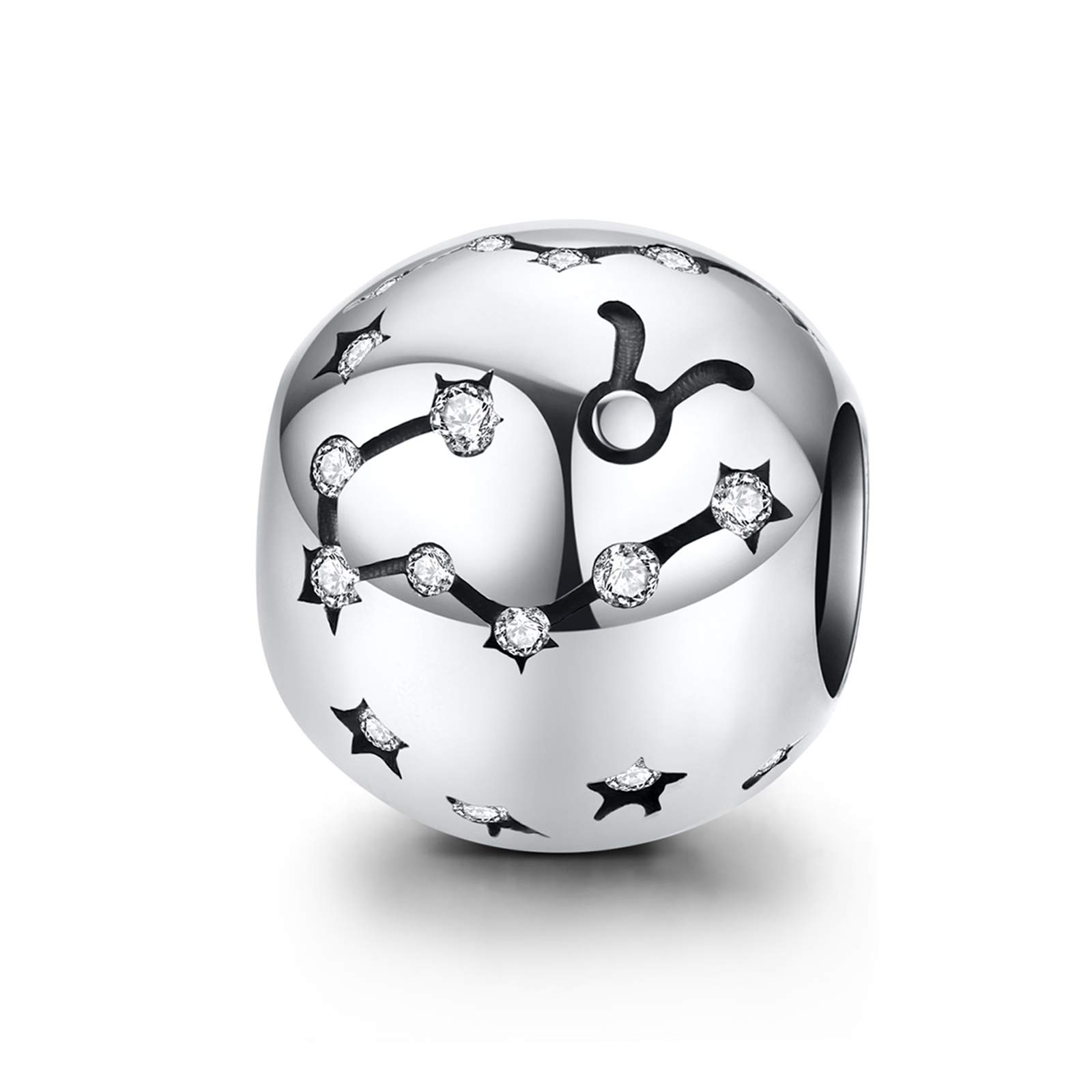 LaMenars Ciondolo a forma di segno zodiacale, in argento Sterling 925, compatibile con braccialetti e collane Pandora, Chamilia e europei