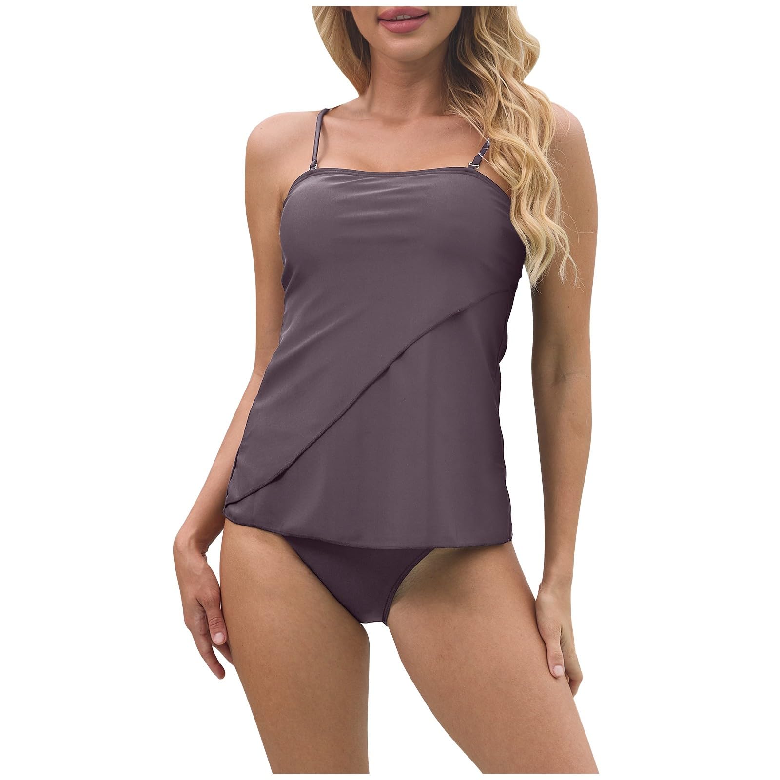 Tankini Mujer Tankini Mujer Barriga Reductor, Conjunto de Dos Piezas con Tirantes Elegantes Y Falda Fluida para Playa y Verano 2026