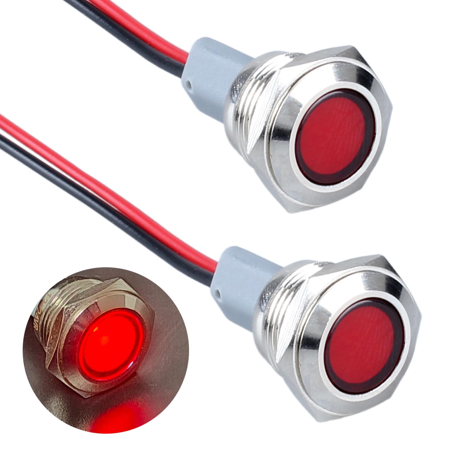 Gebildet 5pcs LED Indicatore Luminoso 10mm 12-24V Rosso - Impermeabile Per Cruscotto, Macchine, Elettrodomestici - Foto 9