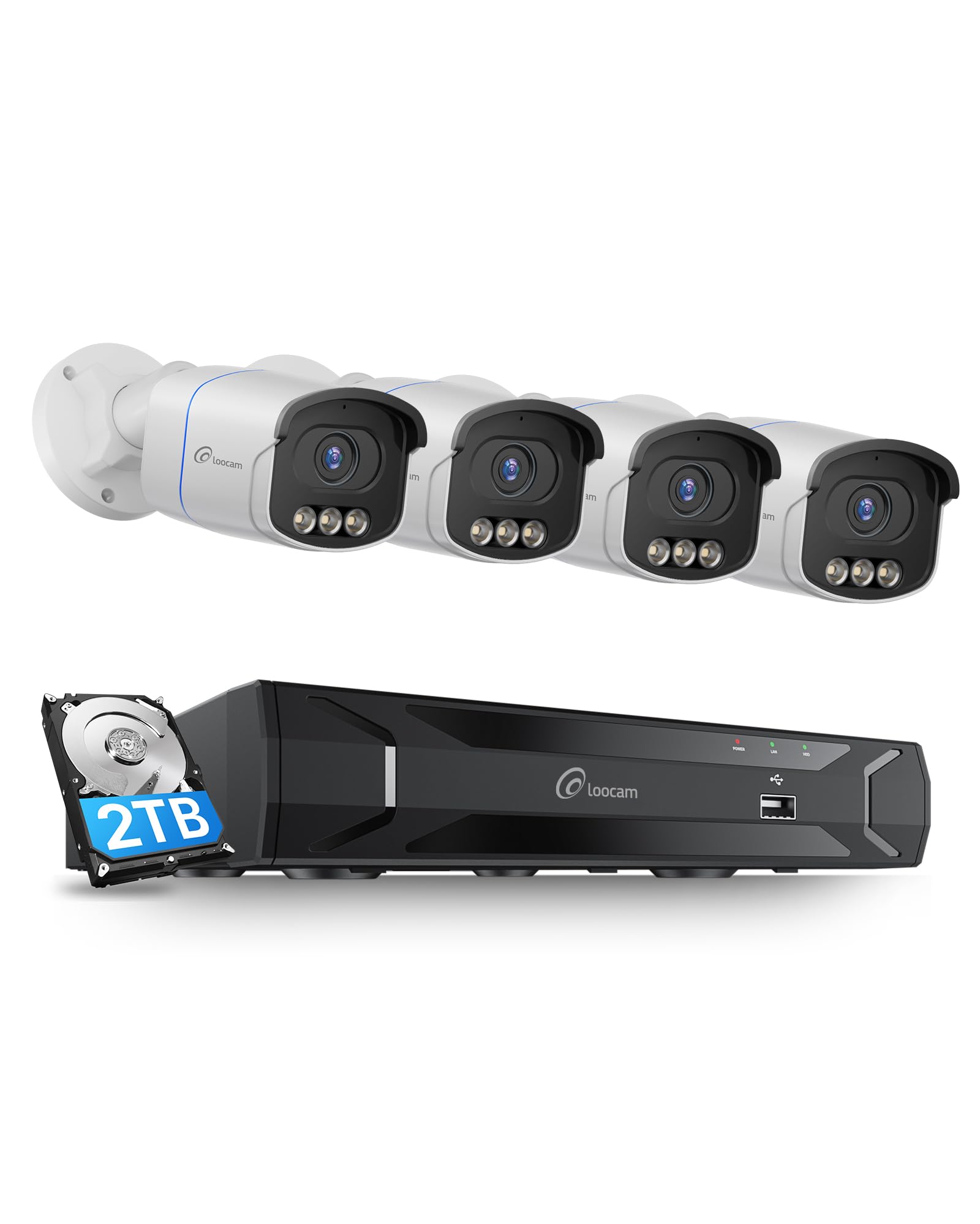Loocam 5MP POE Security Camera System Color Night Vision