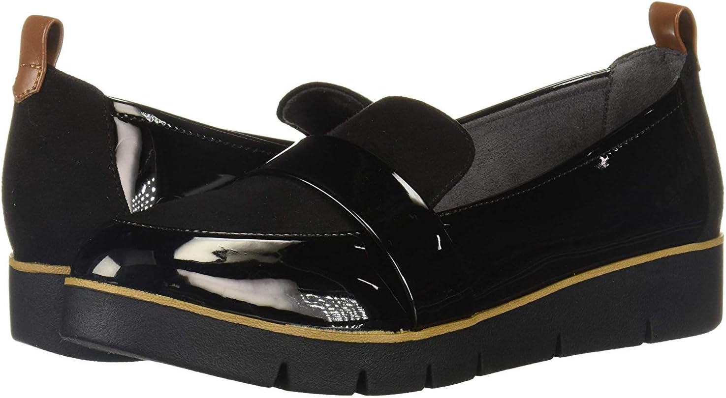 Dr. Scholl's Shoes Women's Webster Slip On Loafer, Black Patent/Microfiber, 6.5 US