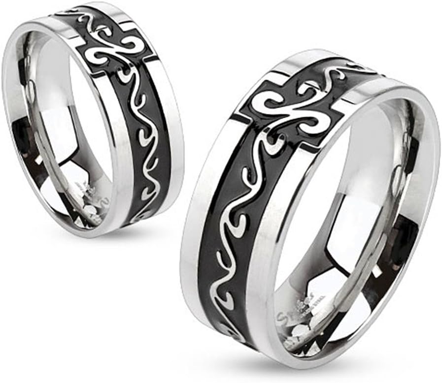 U2U Jewelry Stainless Steel IP Laser Etched Lords Prayer English Edition Ring For Men (13)