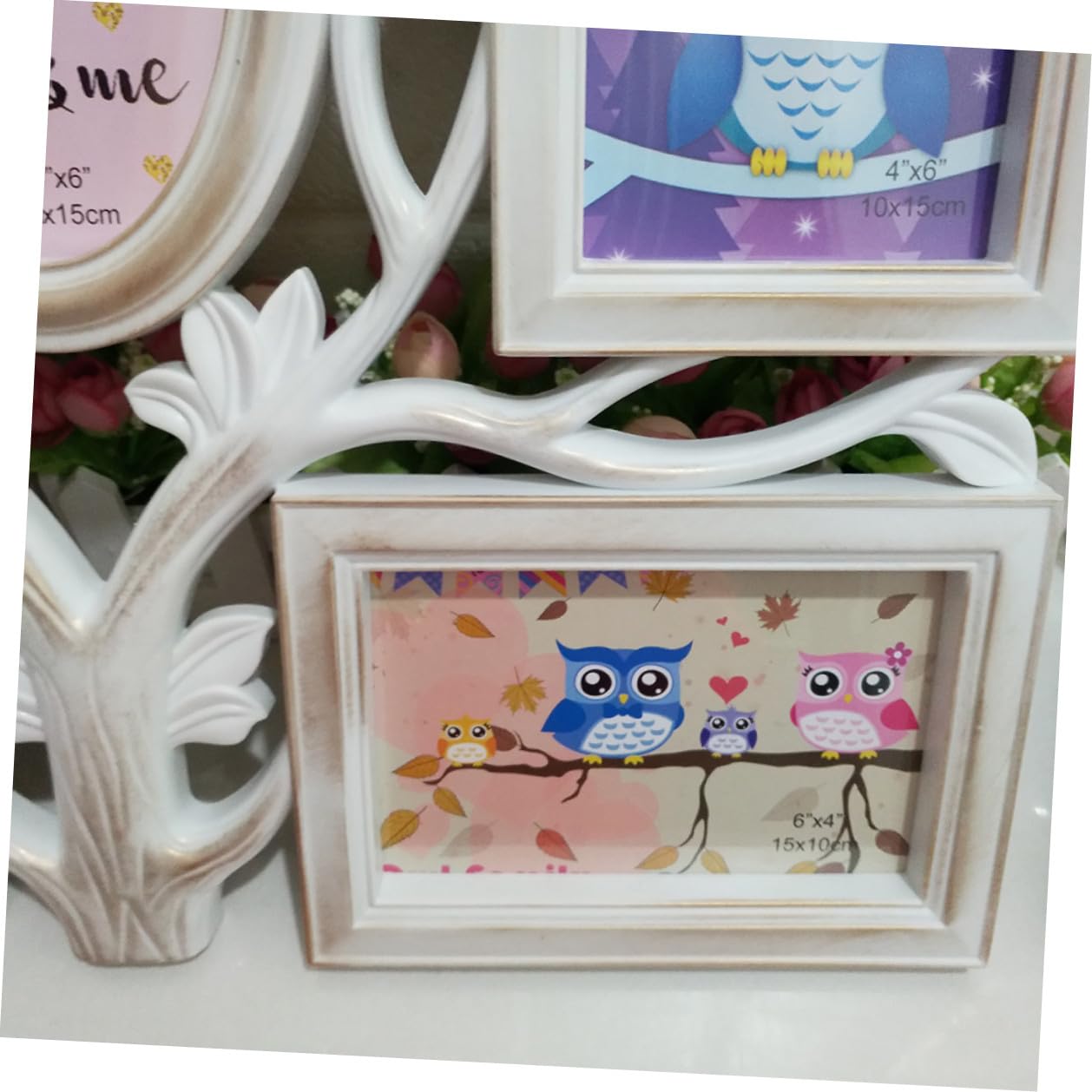 Ipetboom Cornice Decorativa da Parete a Forma di Albero, Portafoto Combinato Bianco e Oro, Organizer per Foto 4x6 Pollici, per Arredamento Casa e Ufficio, Regalo per Famiglia e Amici