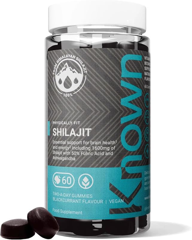 1600mg Shilajit Gummies with Ashwagandha – Blackcurrant Flavour – Vegan Gummy Supplement – 50% Fulvic Acid with Vitamin B12 & Zinc – Energy & Metabolism – 1 Month Supply – for Men & Women