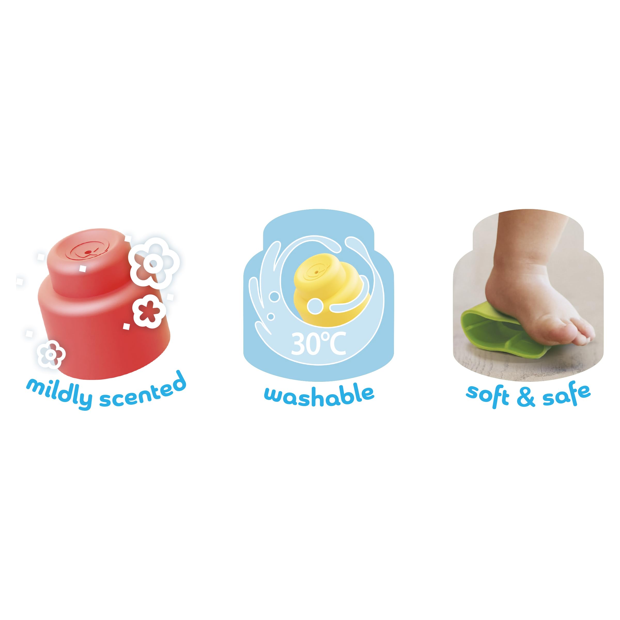Quercetti Momy Soft Happy Sound – 4 Mattoncini Morbidi E Sonagli Per Bambini 6-36 Mesi – Giochi Di Costruzione In Materiale Igienico E Lavabile – Made In Italy (4144)
