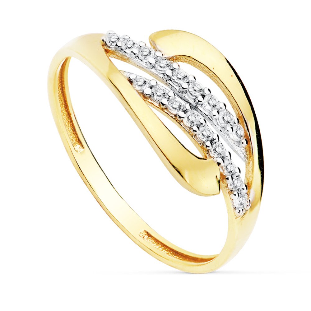 Alda Joyeros Sortija de Mujer Oro Bicolor 18 kilates Anillo Joya Taylor