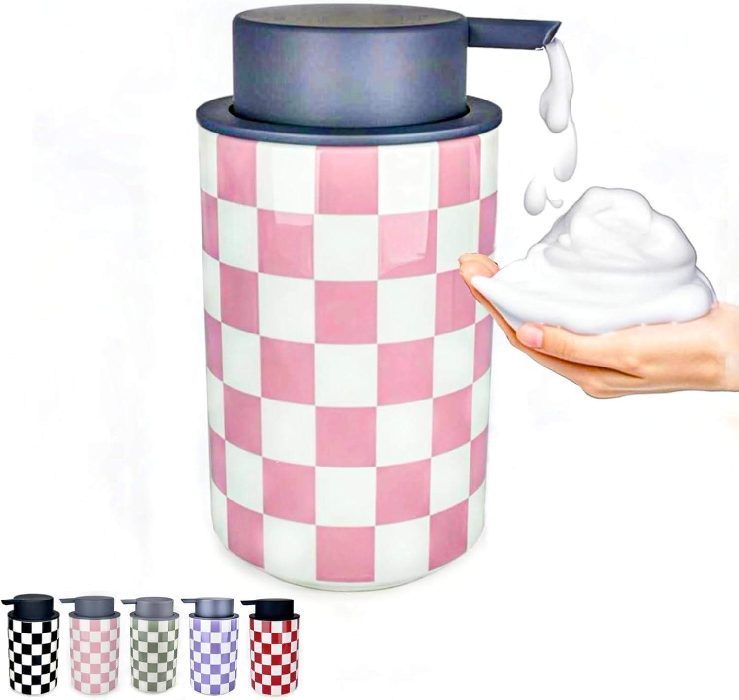 Foaming Soap Dispenser, Cute Pink Foam Hand Soap Dispenser for Bathroom Countertop, Soap Hand Dispenser for Kitchen Bathrooms- Pink Bathroom Decor