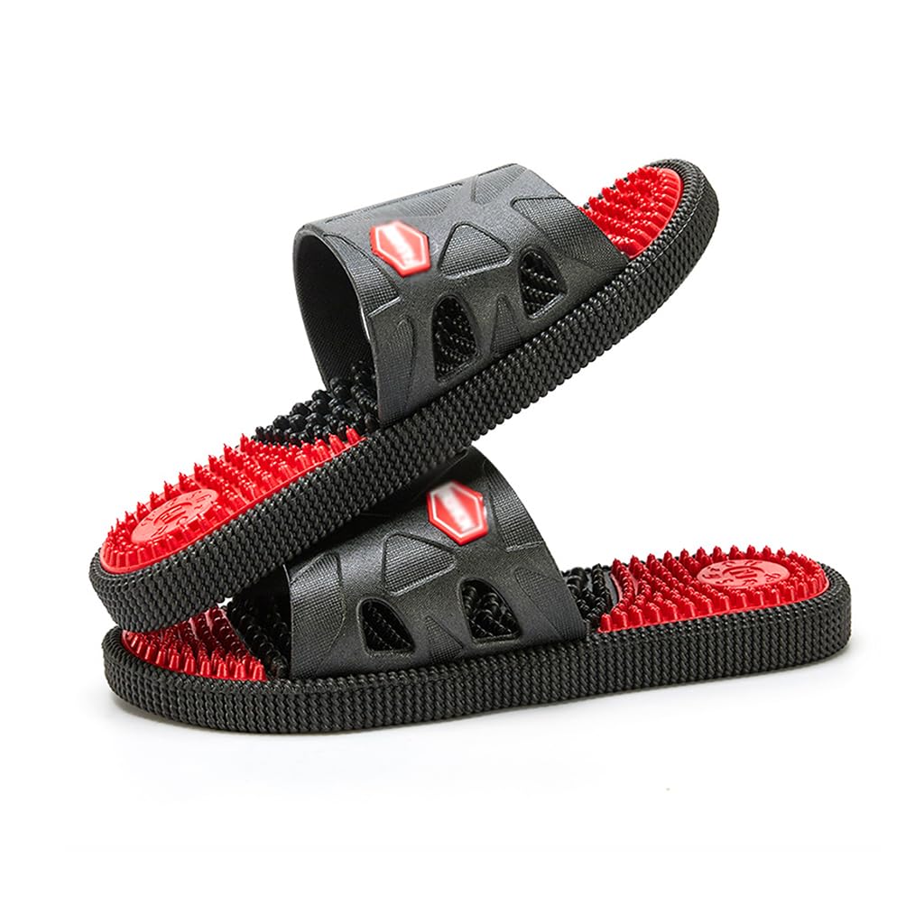 YFSJJ Sole Acupoint Massage Slippers for Men's Summer Indoor Home and Household Anti slip Bathroom Silent Slippers,Acupressure Massage Slippers Therapeutic (Size:EU 45,Color:Black)