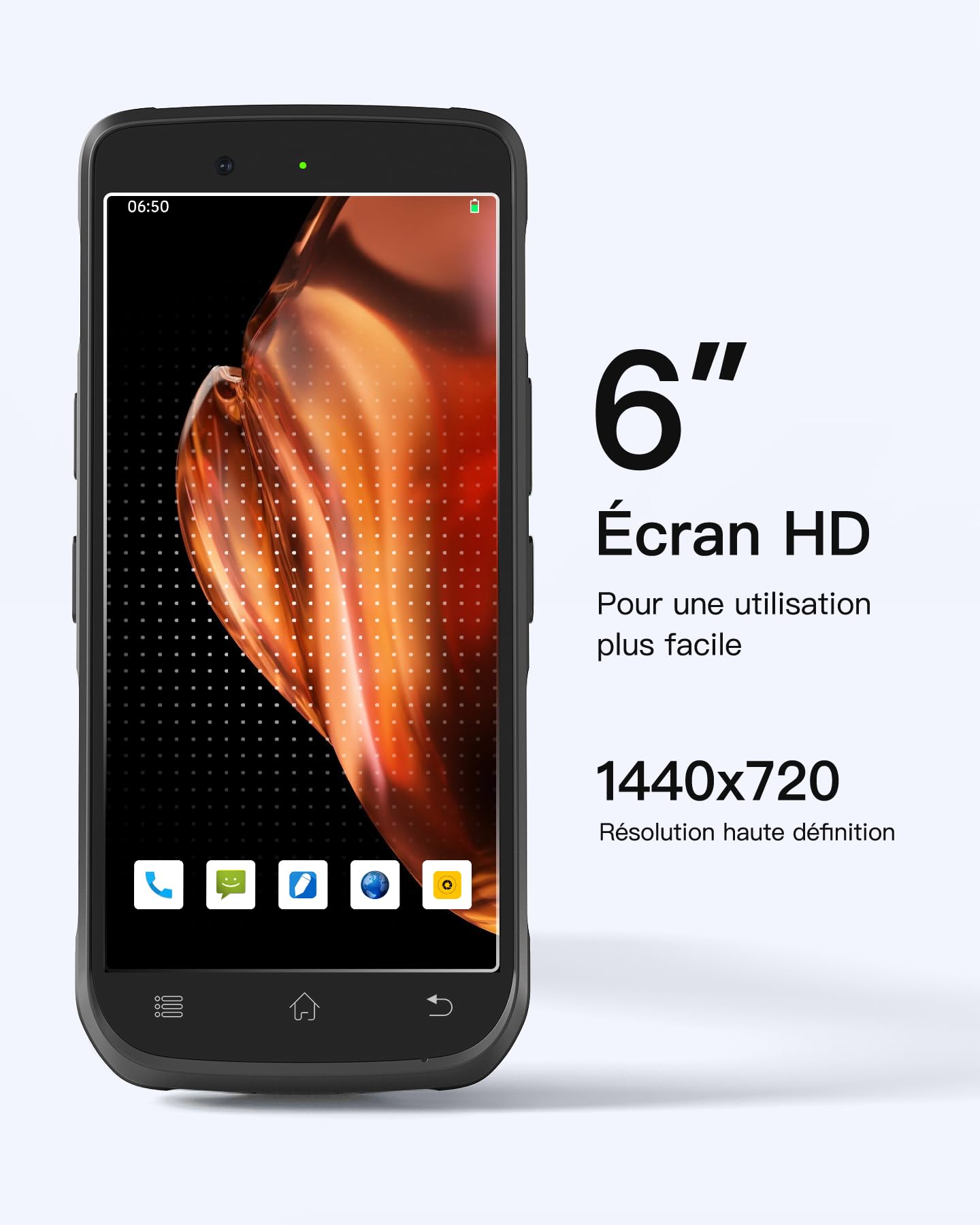 Inateck Android 12 Lecteur de Code-Barres, PDA Mobile, Écran Tactile 6", Scanner Zebra SE4710 1D/2D/QR, avec Poignée, Bluetooth, IP66 6500mAh, Wi-FI 6 & 4G, pour Commerce, Entrepôt, Logistique, AS501S