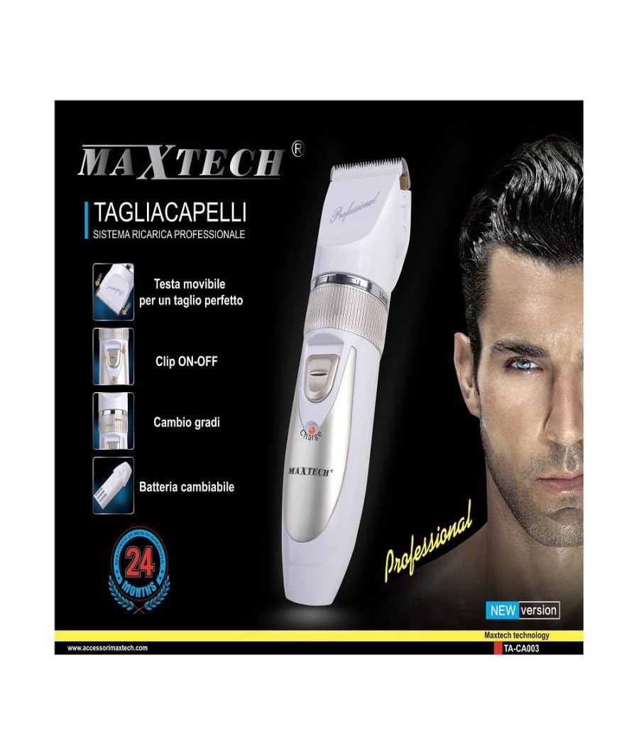 Trade Shop - Tagliacapelli Rasoio Rasatura Batteria Ricaricabile Professionale Maxtech Uomo Ta-ca003