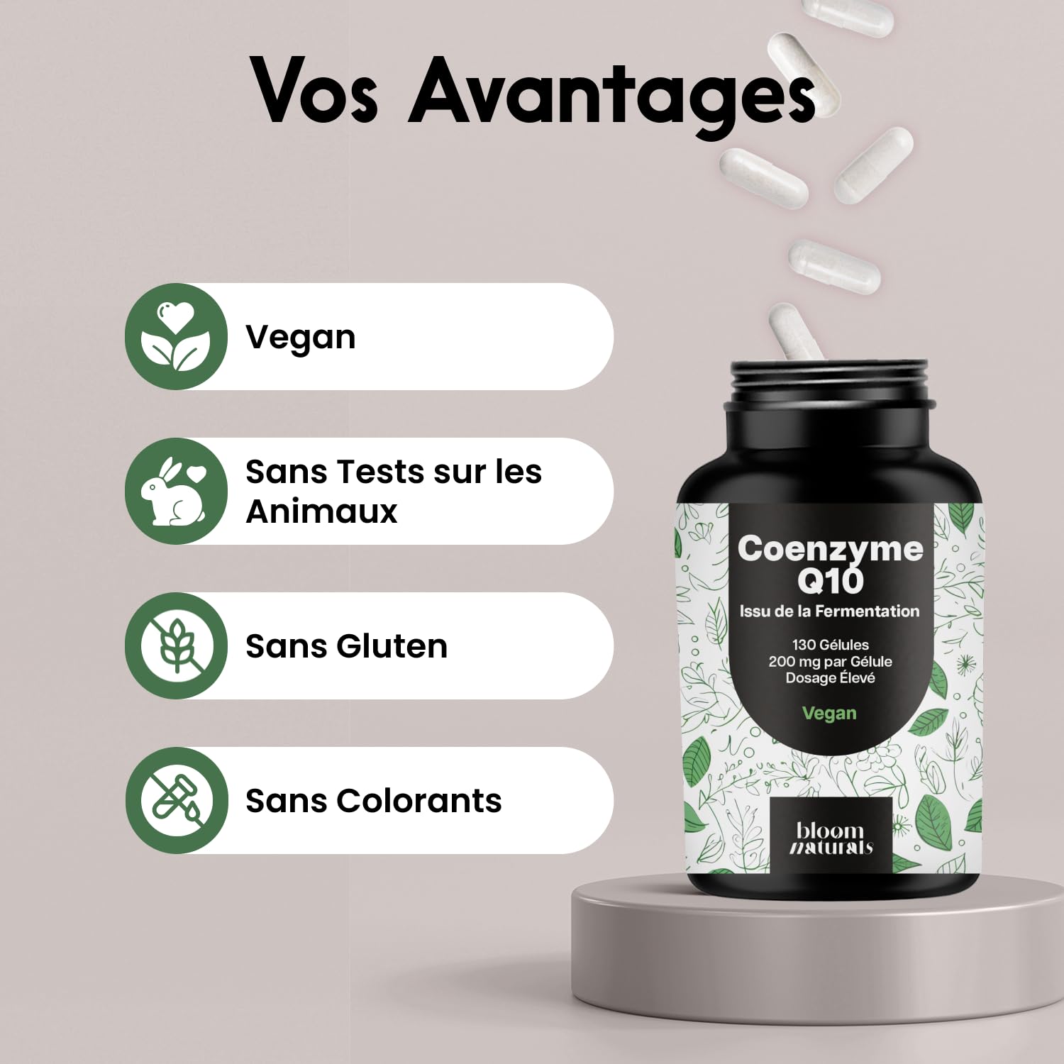 Coenzyme Q10 200mg - 130 Gélules - Issu de la Fermentation, Vegan - Produit en Allemagne - Coq10 - Testé en laboratoire