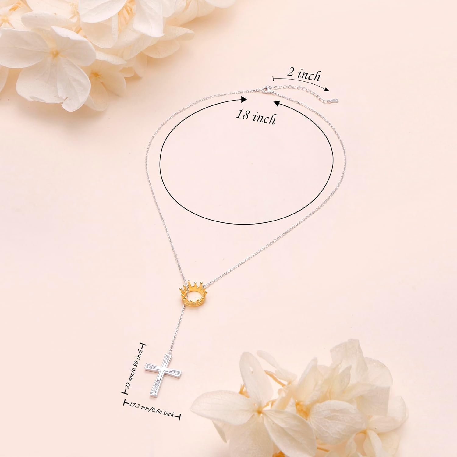 FLYOW Infinity/Cross/Edelweiss Y Necklace 925 Sterling Silver Adjustable Lariat Style Angel Necklaces for Women Girls Commemorative Birthday Christmas Gifts - Image 6