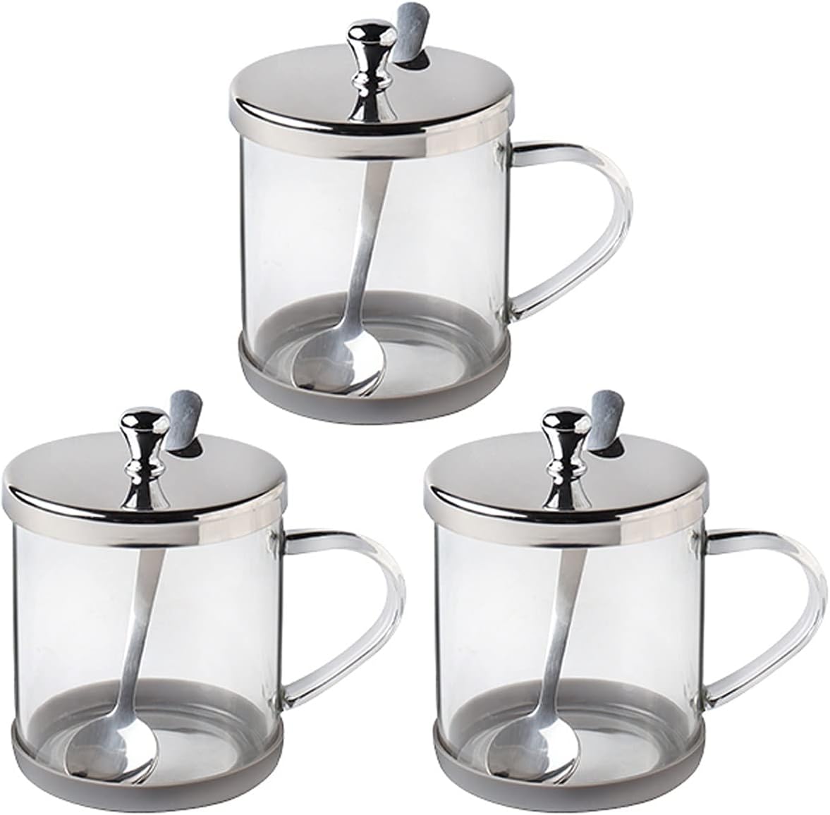 Condiment Can Spice Racks Clear Glass Sugar Bowl Set with Lid Serving Spoon Salt Pot Pepper Storage Jar Seasoning Pot Dispenser Condiment Jar,B