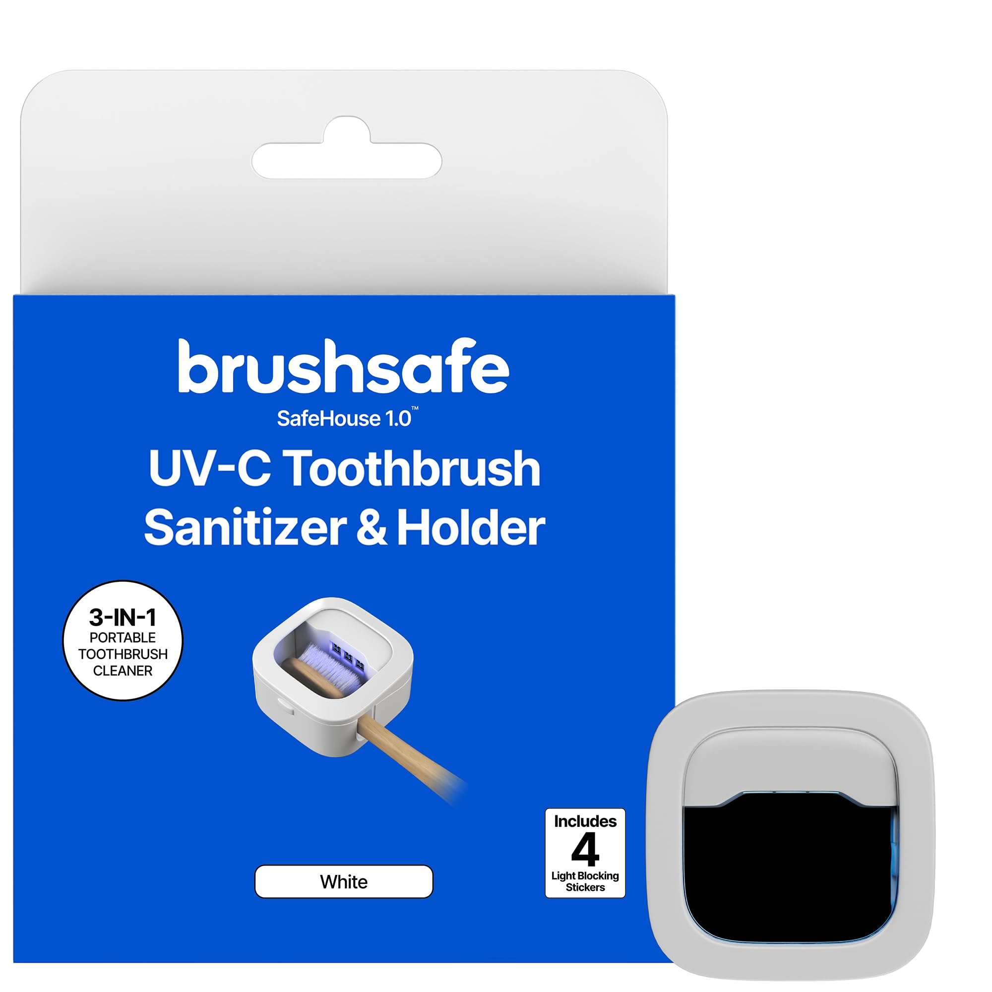 safehouse portable uv-c toothbrush sanitizer amp holder - rechargeable travel case for manual amp electric toothbrushes - universal toothbrush head cover - travel toothbrush holder