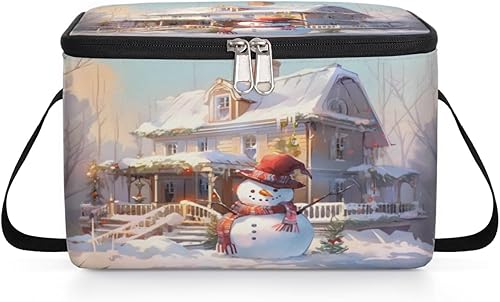 Miniatura 8 de Modern Christmas Snowman Design Insulated Lunch Bag Women Reusable Lunch Tote Square Meal Bag for Adults Men Cooler Lunch Box for Work Travel Picnic