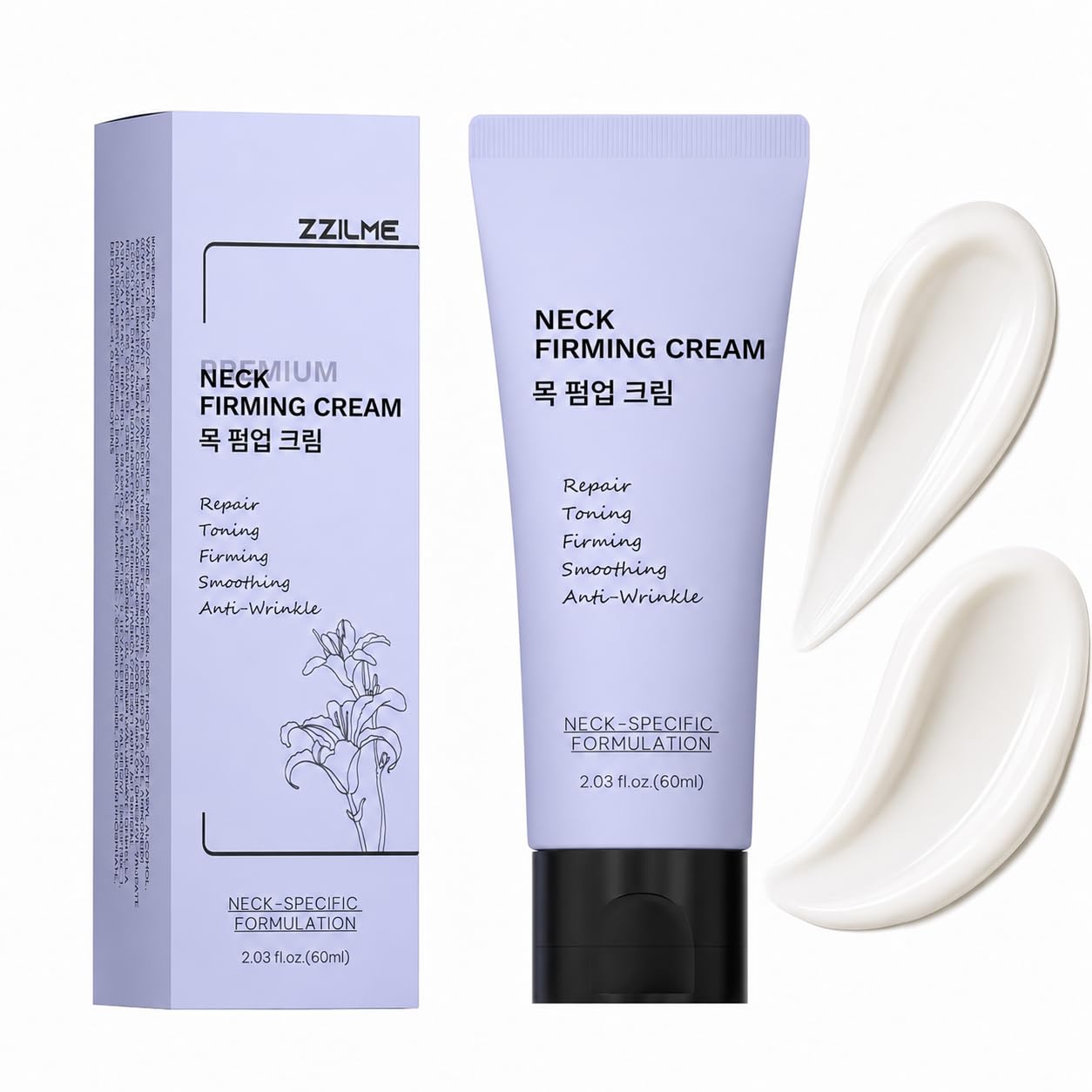 Premium Neck Cream for Firming, Smoothing and Lifting – Décolleté & Chest Care, Reduces Fine Lines, Sagging and Loose Skin, Moisturizing Neck Treatment, Gift for Women & Men, 2.03 Fl Oz