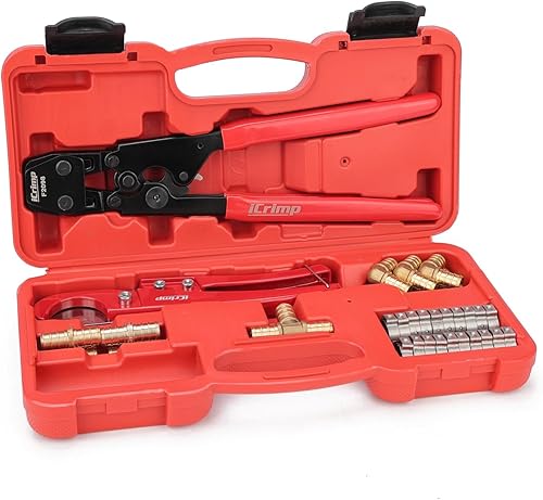 Miniatura 15 de iCRIMP KIT-1096D Kit de herramientas de abrazaderas de cincha PEX para abrazaderas de cincha PEX de 3/8 a 1 pulgada, con 20 piezas de anillos