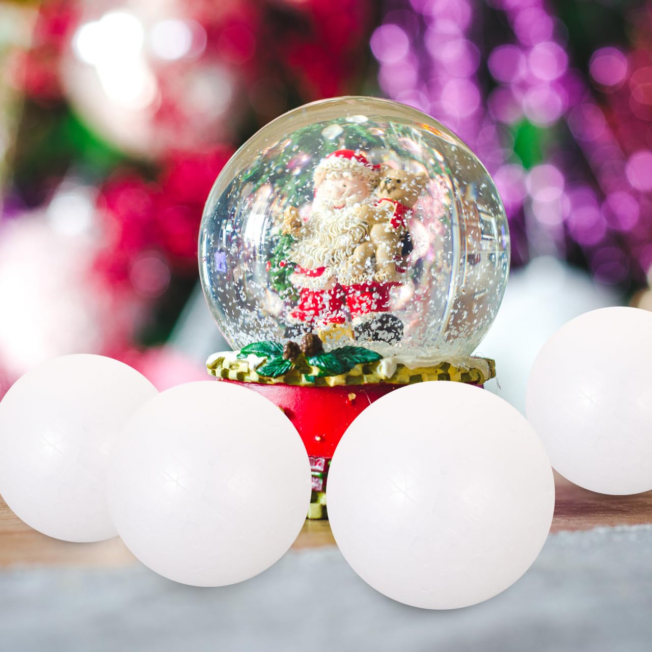 Amosfun - 24 bolas de poliestireno para árbol de Navidad, bolas de poliestireno, para manualidades, manualidades, 6 cm