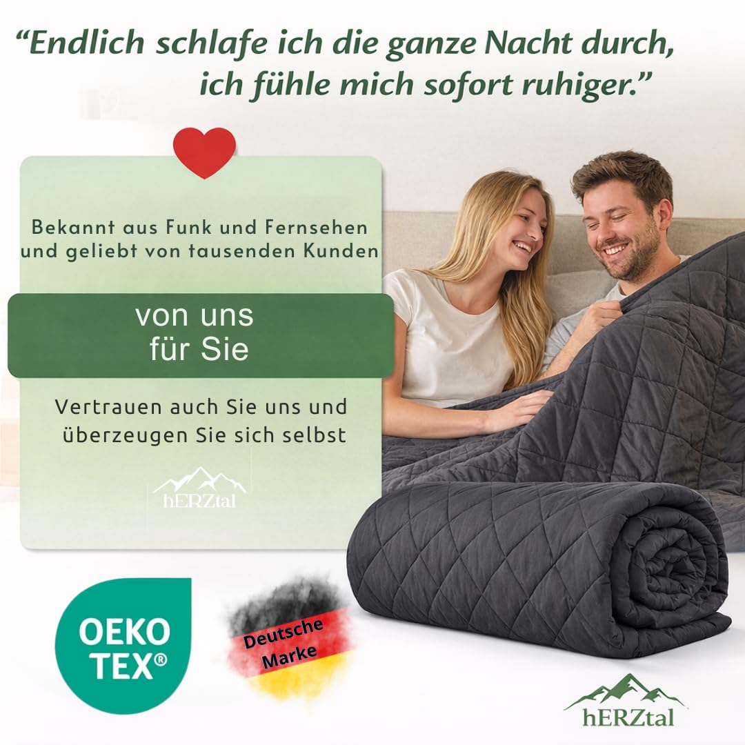 Gewichtsdecke 5kg-8kg 200x135 cm Therapie-Decke mit Glasperlen Oeko-TEX Zertifiziert inkl. Tasche