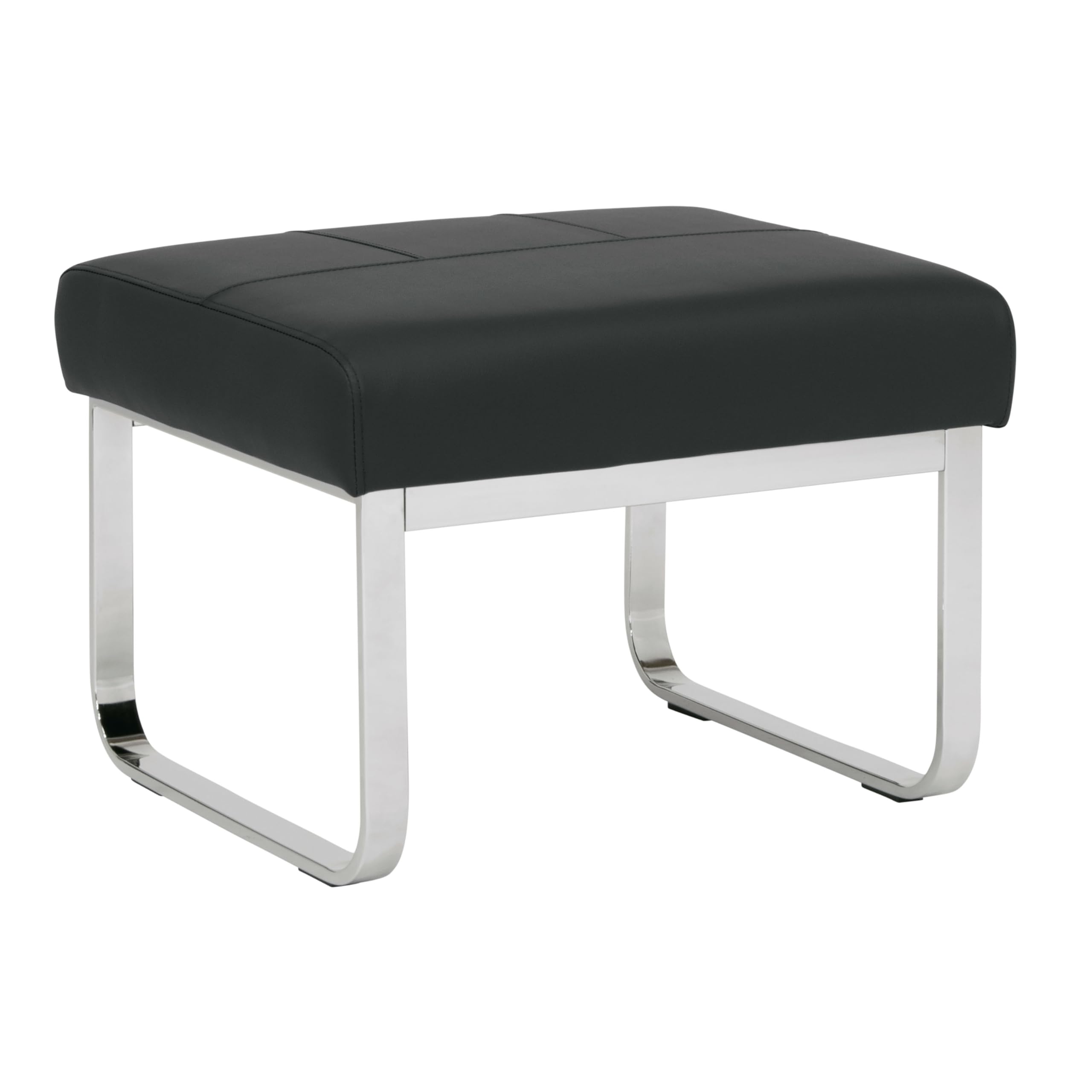 Studio Designs Home Allure Blended Leather Ottoman in Black