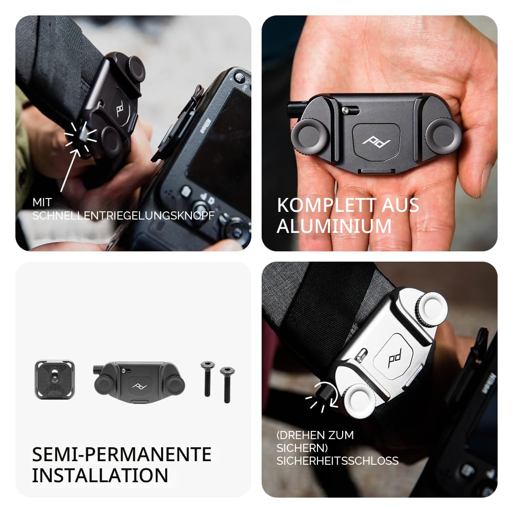 Peak Design Capture Camera Clip V3 Schwarz, inkl. Standard Plate (CP-BK-3) | Hergestellt in Frankreich. Sichere Verpackung. Lieferung mit Rechnung inkl. MwSt.