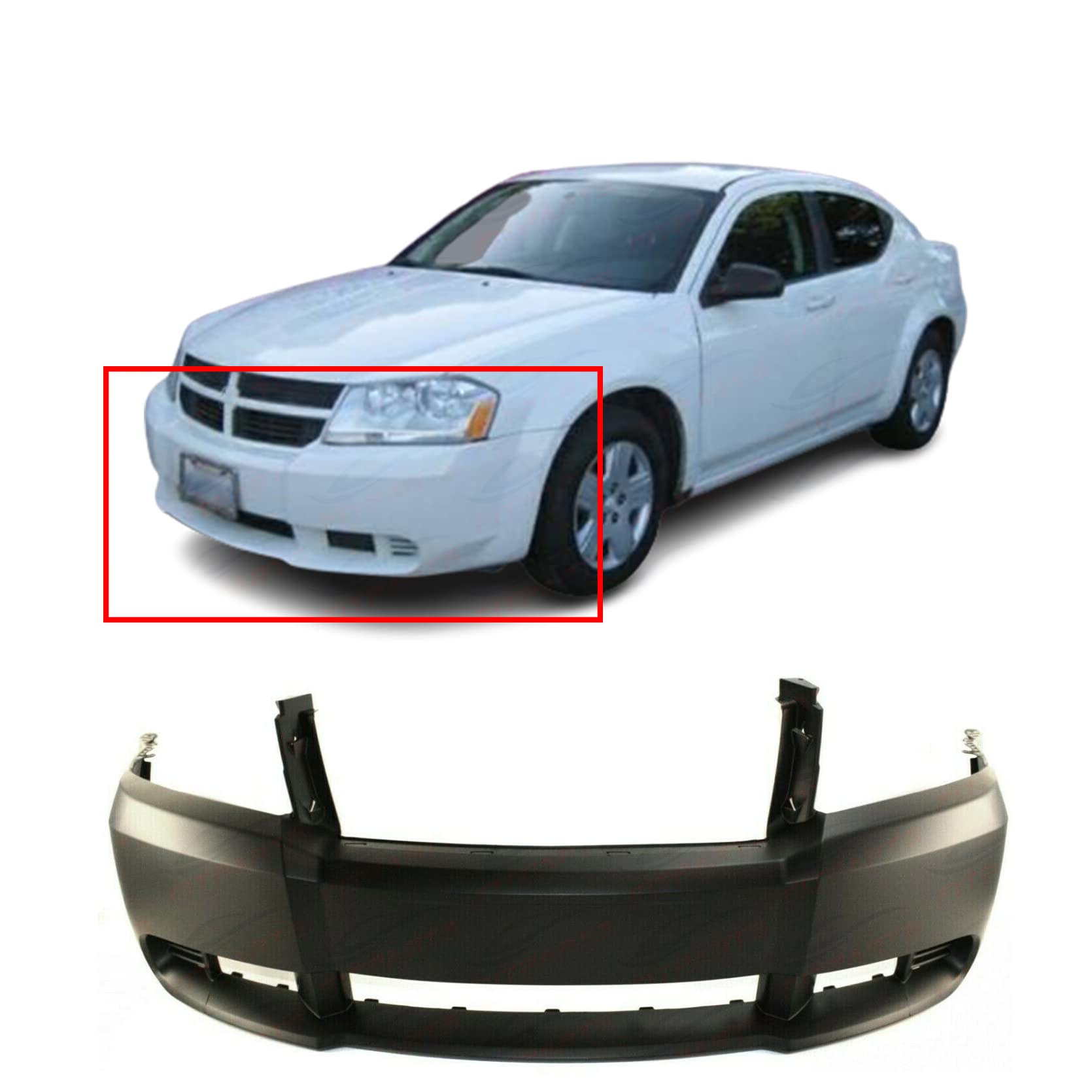 Front Bumper Fog Light Hole Covers For 2011-2014 Dodge Avenger - LH & RH Set