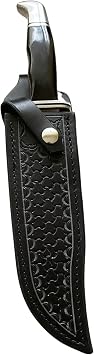 Custom Leather Knife Sheath Fits Buck 120 Knife, Fixed Blade Knife Holder, Black, Sheath Only