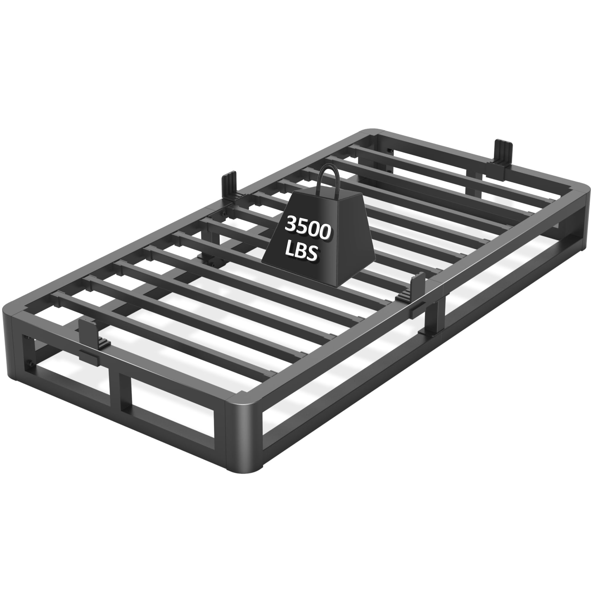 Firpeesy 6 Inch Twin Bed Frame with Round Corner Edges, Low Profile Twin Metal Platform Bed Frame with Steel Slat Support, No Box Spring Needed/Easy