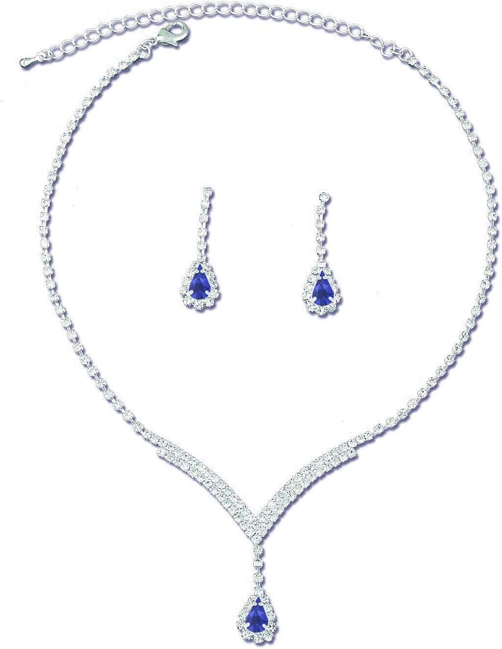 UDORA Necklace Earrings Bridesmaid Jewelry Sets Wedding Party (Blue)