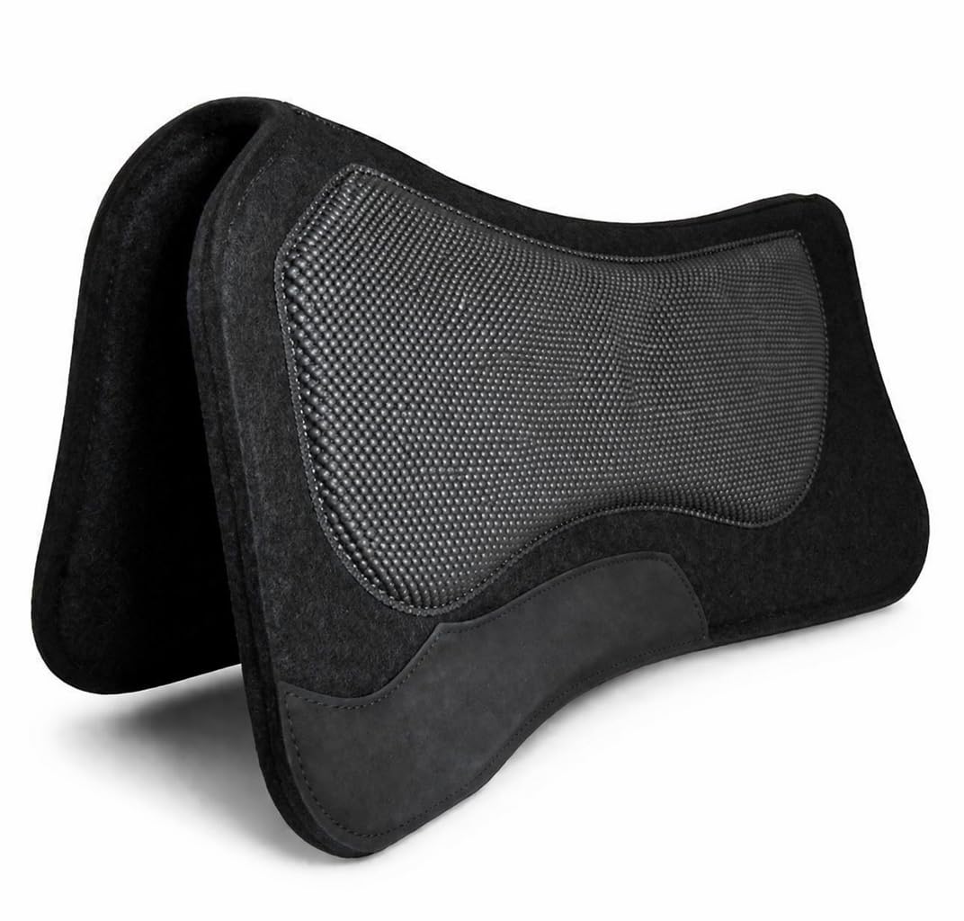 Generisch Westernpad Filz 1/2 Zoll mit Aeropren – Anatomisches Sattelpad für Pferde, stoßdämpfend & atmungsaktiv, schwarz, 76 cm