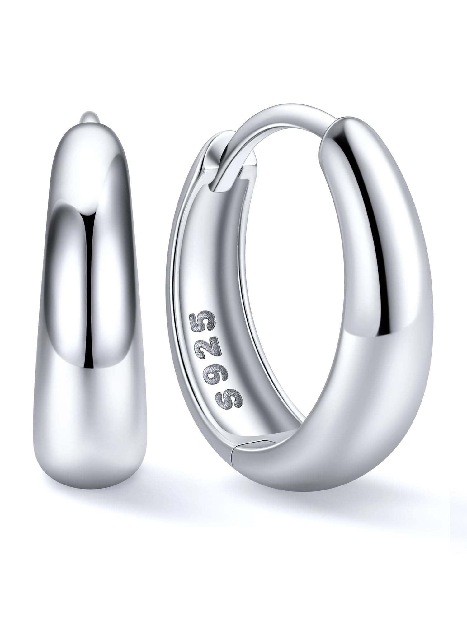 ChicSilver Boucles d'Oreilles Petit Créoles Or Femme en Aregnt 925 8-14mm