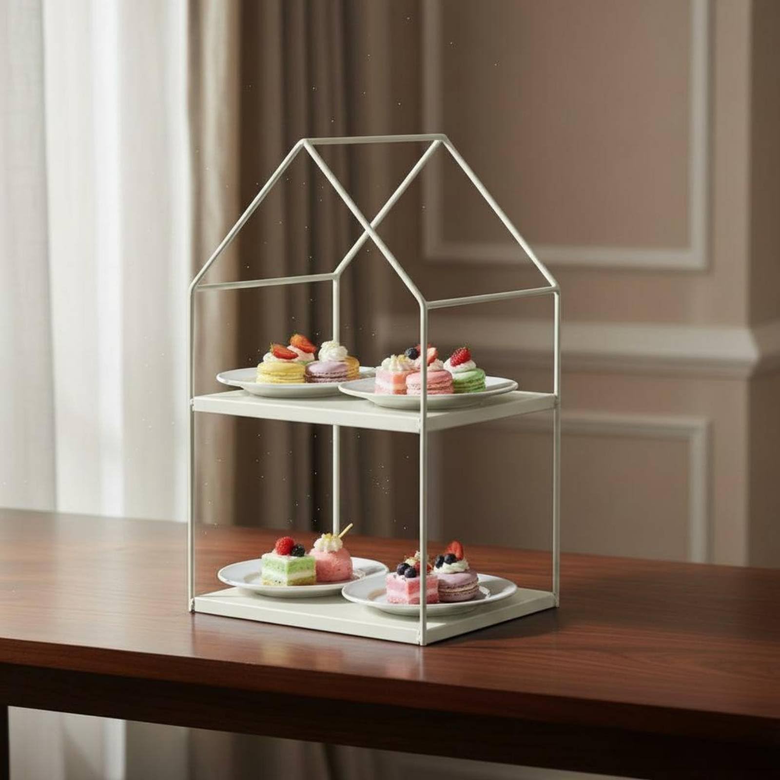 Alzata Quadrata per Dolci Stand Torta Vassoio a Livelli Alzatina Dessert Piatto Espositivo in Ferro Disposizione Ordinata dei Dolci Adatta per Tè Pomeridiano Catering Feste , Square House