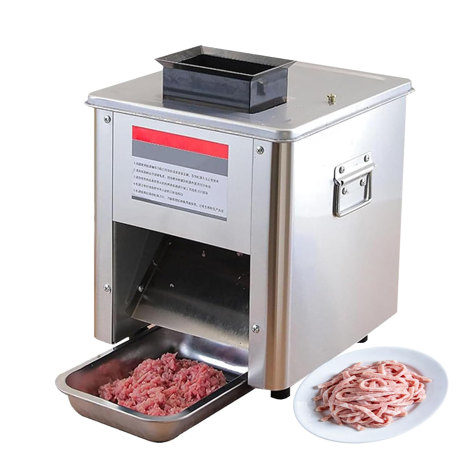 Picadora de Carne Profesional Cortadora Fiambre Grosor Regulable 2.5-15mm, para Cortar Carne, Alimentos Cocinados, Frutas Y Verduras BladeSpacing15mm