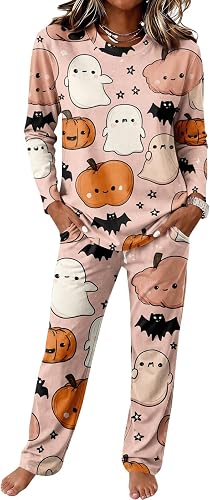 Vividcrate Halloween Woman Pajama Sets Cute Ghost Pajamas fo