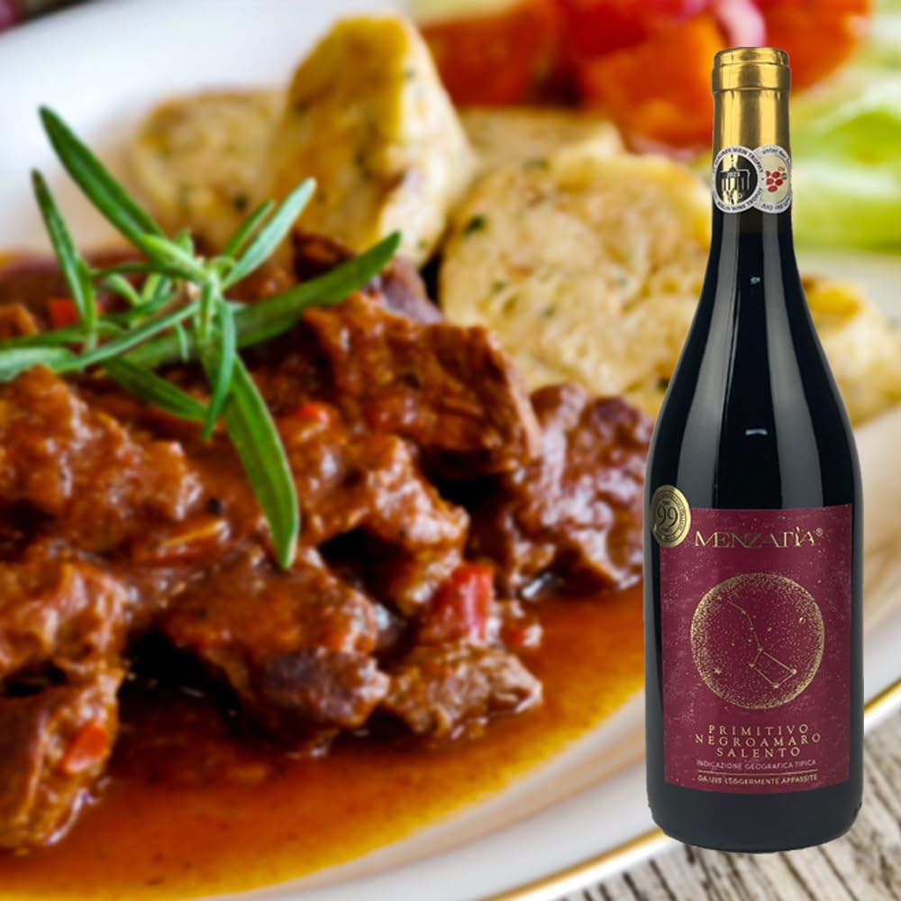 Menzatia Primitivo Negroamaro Salento, trocken, sortenreines Weinpaket + VINOX Winecards (6x0,75l)