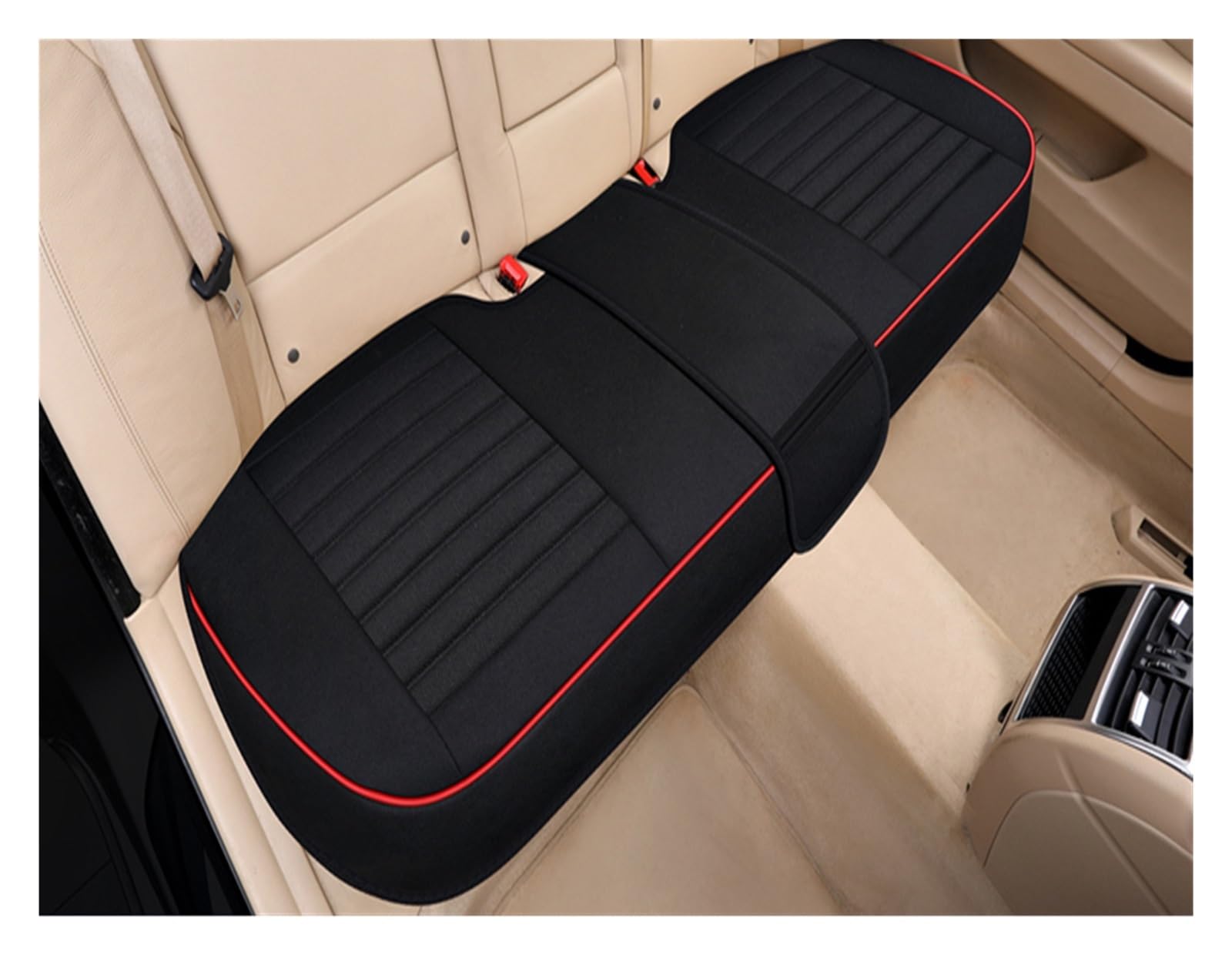 Coprisedile per Auto Four Seasons Cuscino per seggiolino Auto in Lino Traspirante Universale Protezione per Sedile Anteriore/Posteriore。 Copri sedili Auto(Nero,1xRear Seat Covers)