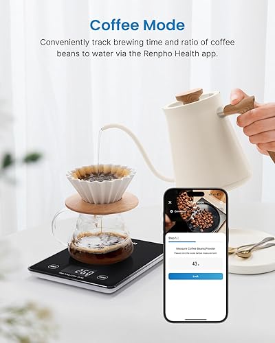 Miniatura 7 de RENPHO Báscula digital de cocina, báscula inteligente de peso de alimentos con calculadora nutricional, báscula de gramos para perder peso, cocinar,