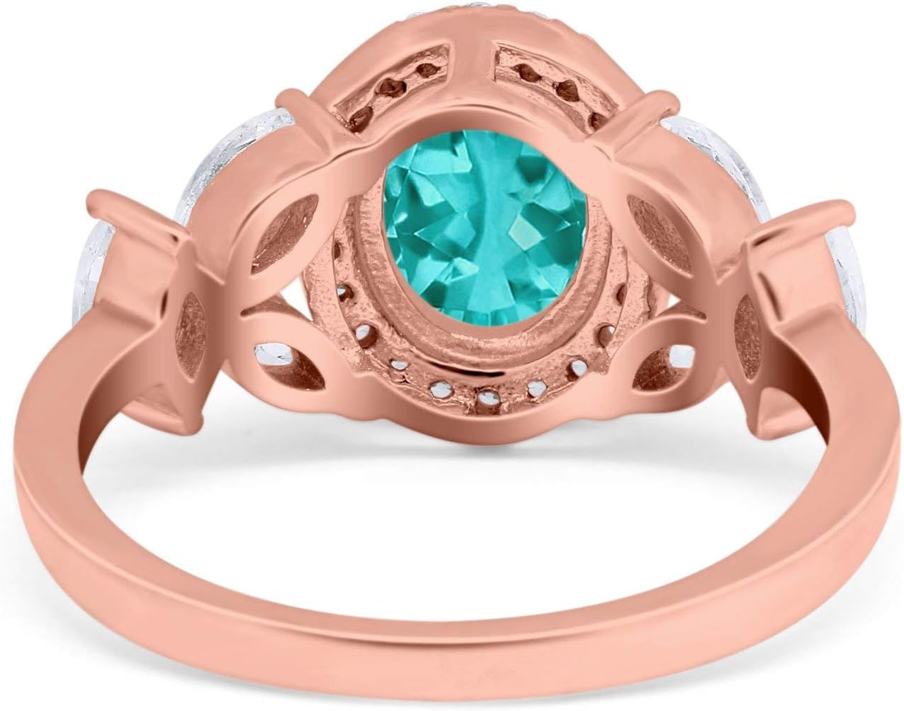 Blue Apple Co. Oval Art Deco Vintage Style Wedding Engagement Ring Marquise Round Cubic Zirconia 925 Sterling Silver