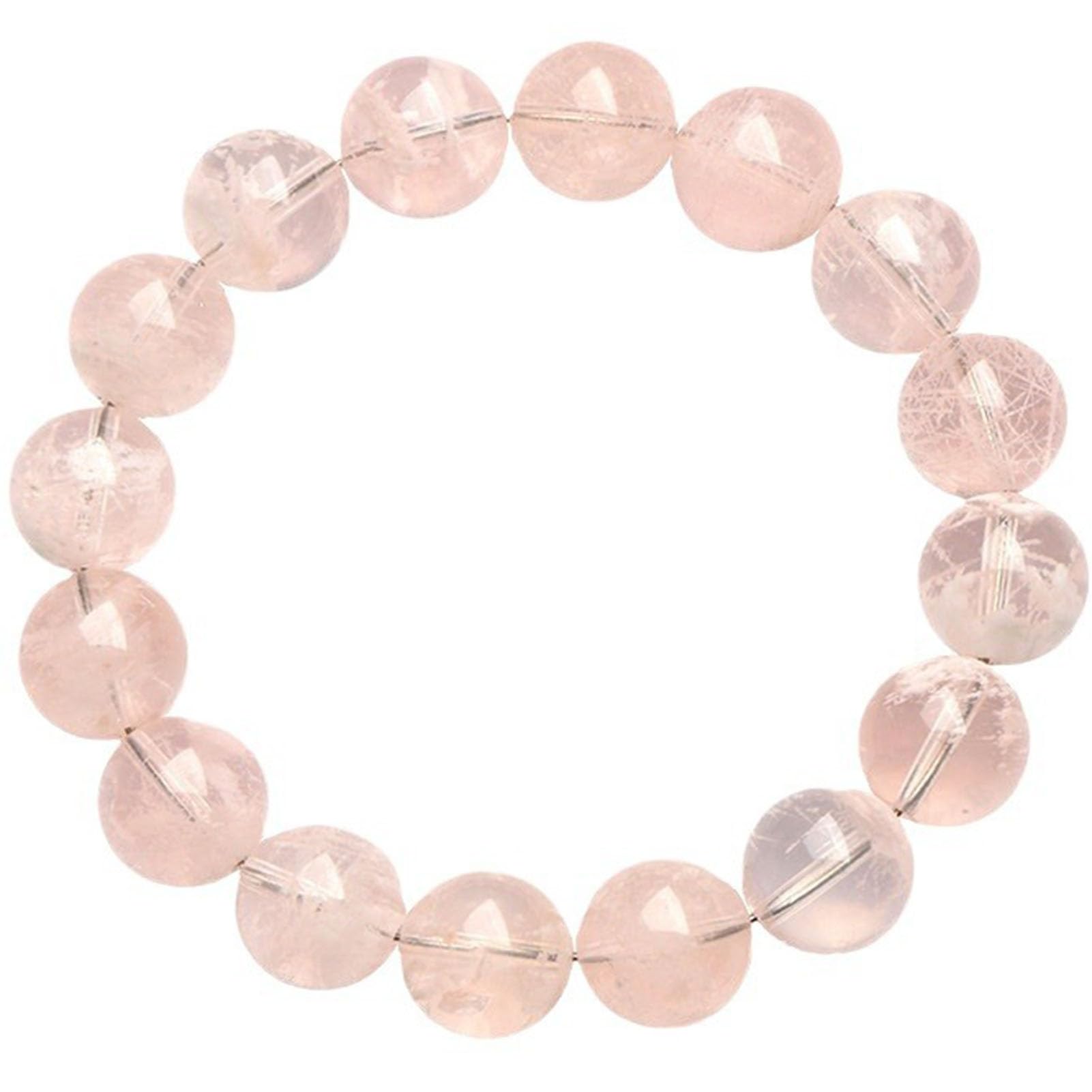 Pulsera elástica de Piedras Preciosas de Cuarzo Fantasma Rosa Natural, Pulsera Hecha a Mano de Cuarzo Rosa, para Amor, energía Positiva, meditación Unisex, Yoga para Equilibrio,7a,8MM