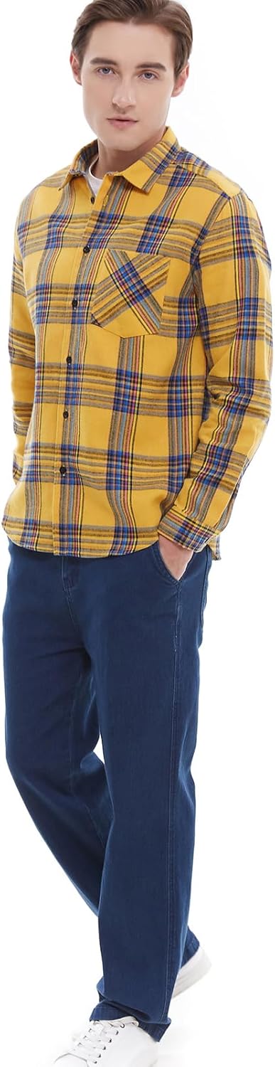 Men's Plaid Flannel Regular Fit Shirts Warm Button Down Long Sleeve Work Casual Shirt - Image 5