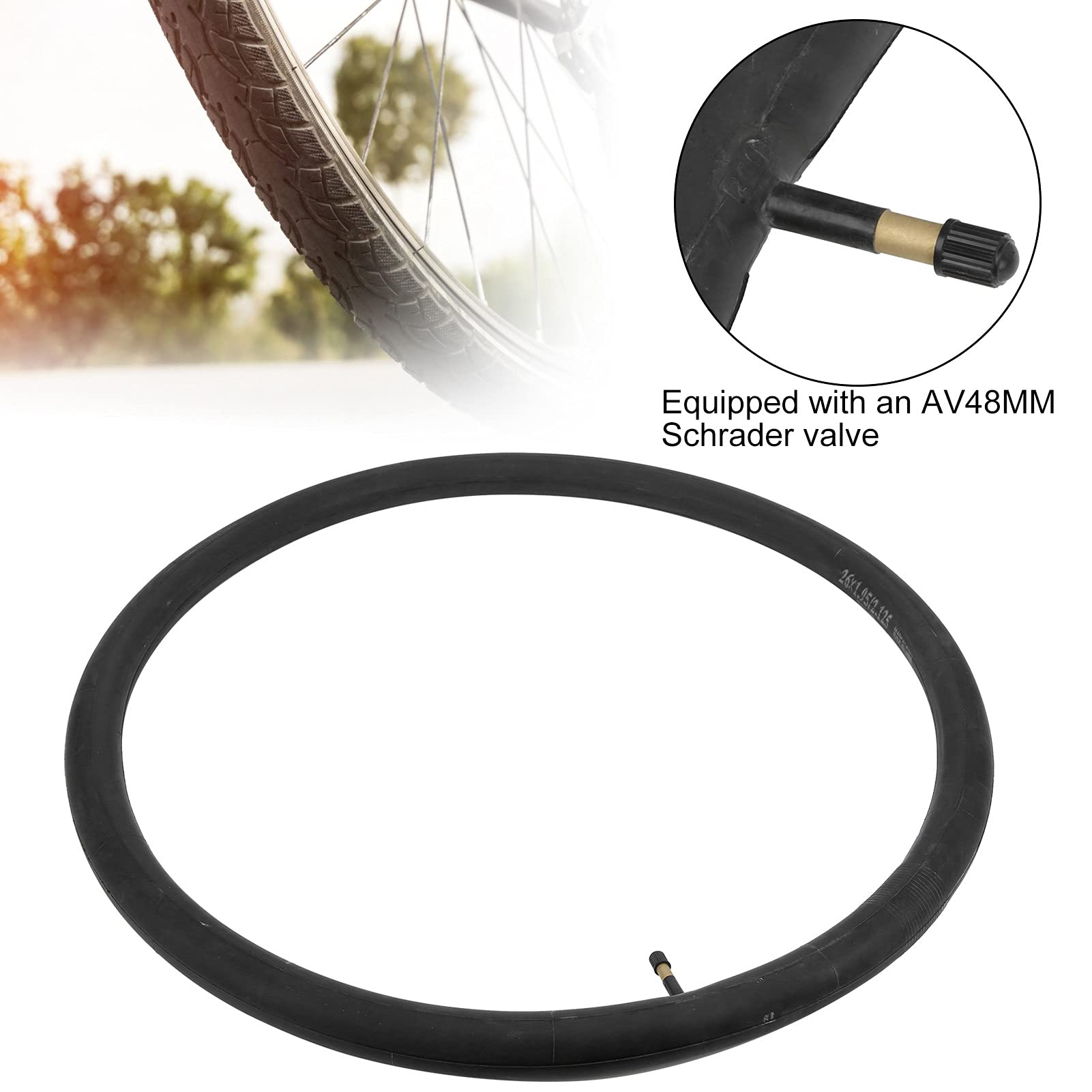 Tubo Interior de Bicicleta de 26 Pulgadas 26x1,95 2.125 Tubo de Bicicleta de Caucho butílico con válvula Schrader AV48MM para Bicicletas de montaña Bicicletas de Carretera B