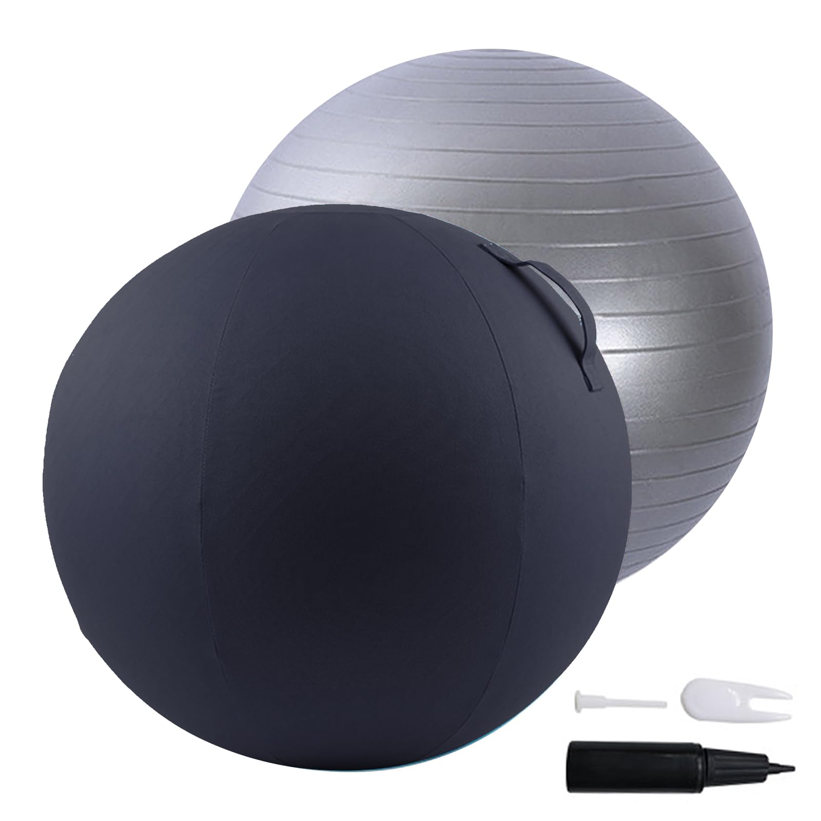 Stoff-Sitzball 65cm, Yoga-Ball-Schutzhülle, Ergonomische Sitzmöbel für Büro und Heimbüro, Solid Farbe Baumwolle Yoga-Ball-Abdeckung Bequem und Atmungsaktiv, Ballauflage - Waschbarer